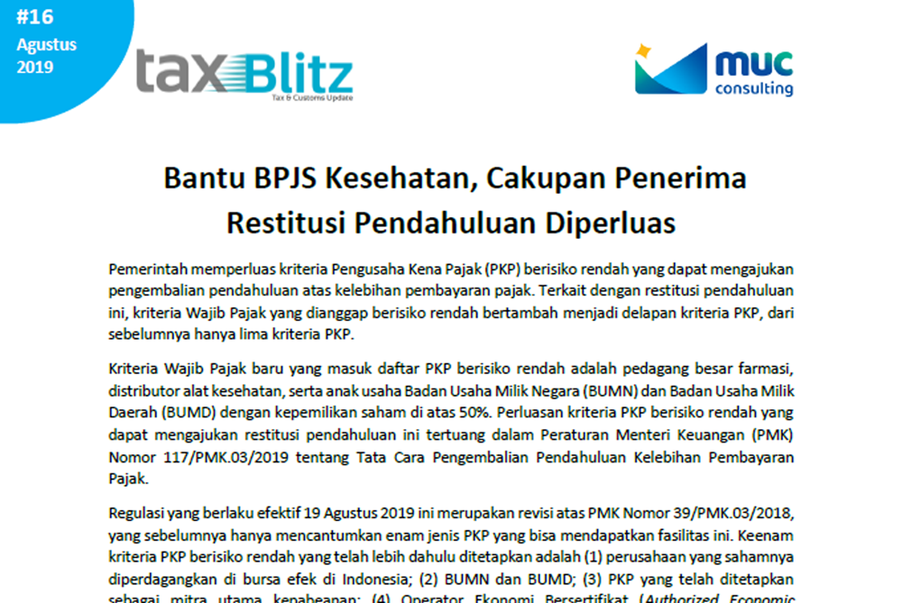 Bantu BPJS Kesehatan, Cakupan Penerima Restitusi Pendahuluan Diperluas